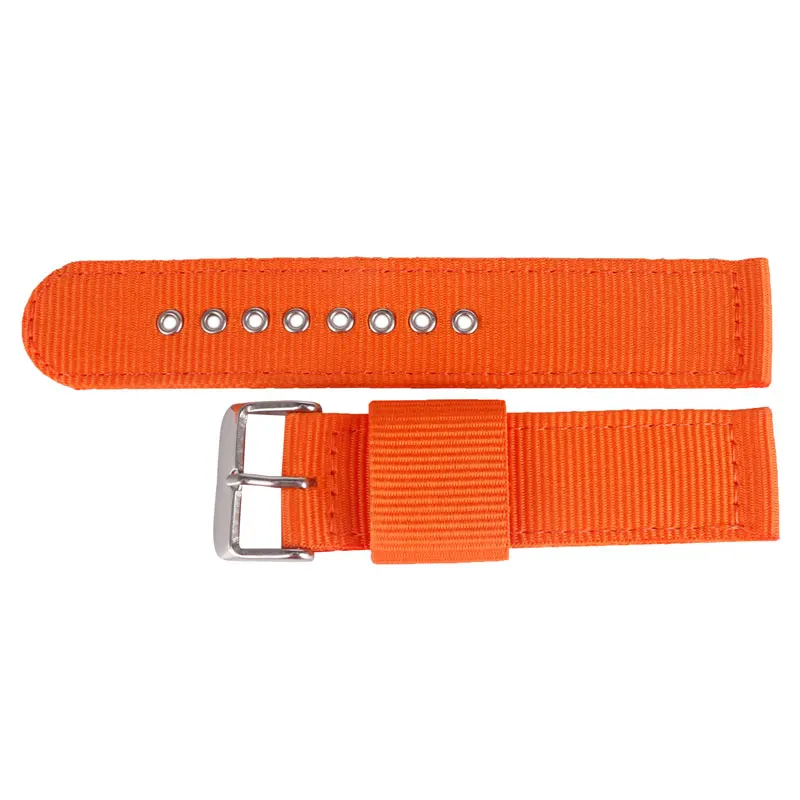 

20/22/24mm Orange Nylon Fabric Canvas Watch Band Replacement Wrist Strap with Aperture Pin Buckle Soft Outdoor Military Bracelet