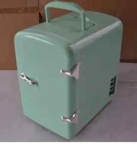 DC12V/220 В конфетный цвет двойного назначения 4L автомобильный холодильник и охладитель коробка с ручкой позволить себе 6 банок - Цвет: Зеленый