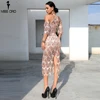 Missord 2022 Sexy High Neck Tassel Sequin Short Sleeve Dress Female Split Elegant Party Dress Vestdios FT18456 ► Photo 3/6