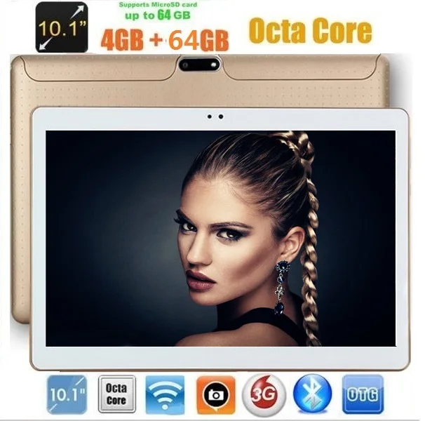 10 inch Tablet PC Octa Core 4GB RAM 64GB ROM IPS 1280*800 Dual Cameras 10.1 3G Android 7.0 Tablet+Gifts