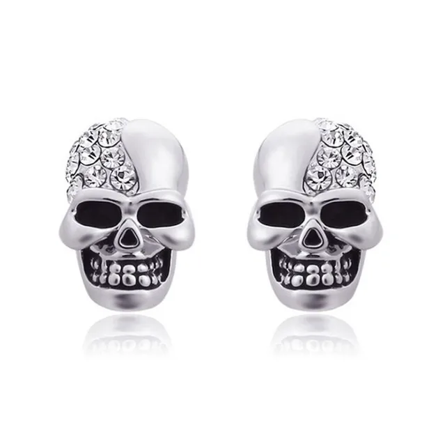 Silver Gold Color Skull Stud Earrings For Men Women Punk Hiphop Silver Gold Color Skull Stud Earrings For Men Women Punk Hiphop Male Jewelry Not Allergies