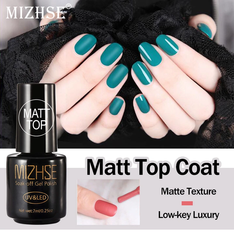 Mizhse Matt Top Coat Matte Nail Polish Soak Off Uv Led Nail Top Coat For Nail Design Vernis