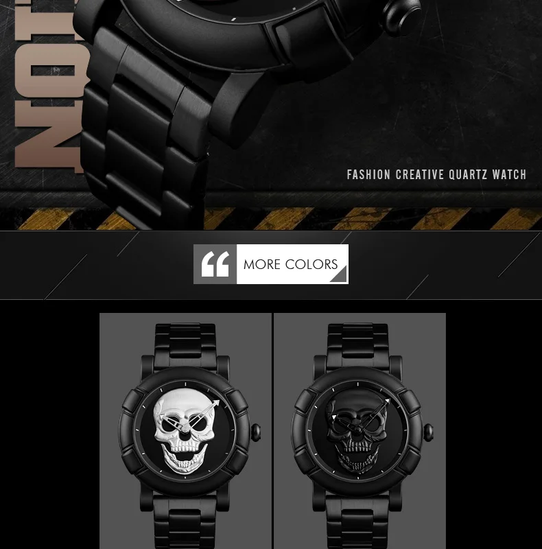 SKMEI Skull часы мужские часы люксовый бренд кварцевые часы спортивные водонепроницаемые из нержавеющей стали мужские Wristatch Reloj военные часы 9178