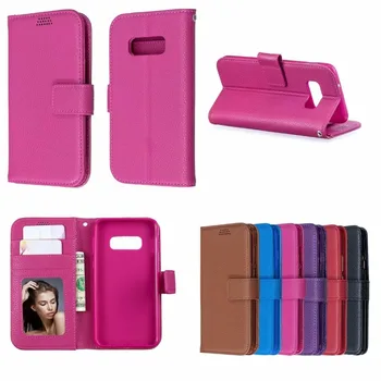 

50pcs/lot High quality Double Fold Lychee Book eather PU+TPU Case with Stand for Samsung S10 / S10e Lite / S10 Plus S9 Plus