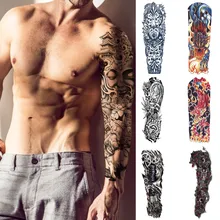 Водонепроницаемые временные татуировки наклейки часы с глазом птица пагода полная рука большой размер временная татуировка флэш-тату рукав Тато для мужчин и женщин