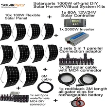 Solarparts off grid universal Solar System KITS 1000W flexible solar panel Inverter 60A controller 4 in1