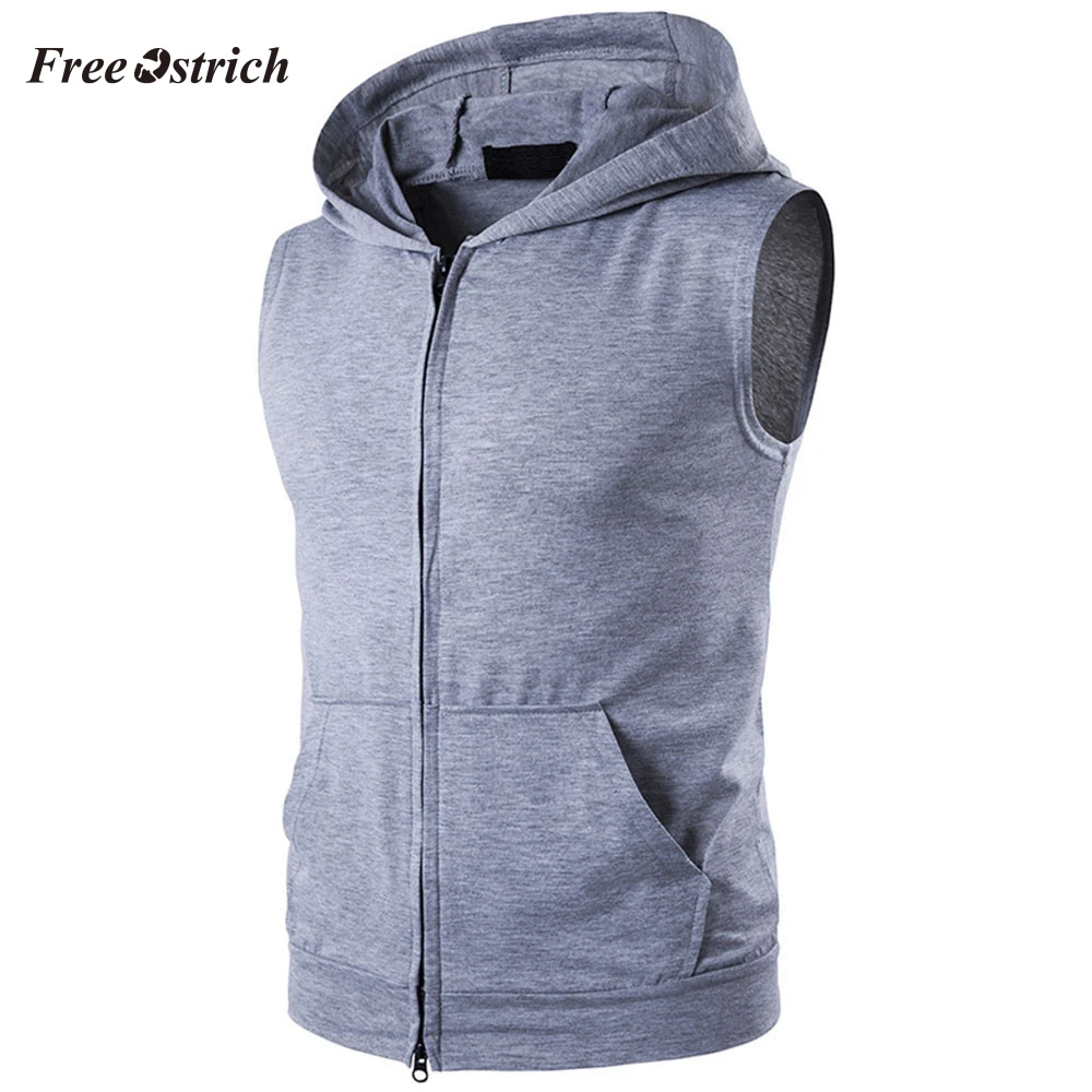 

Free Ostrich Men's Summer Multicolored Cardigan Tank Casual Waistcoat Vest Sports Style Hooded Vest High Quality For Men