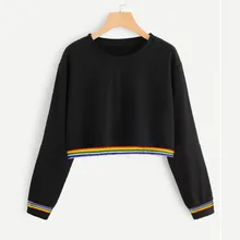 Женские повседневные кофты толстовки однотонная Блуза женская с лентой на спине Радуга длинный рукав осень зима спортивная толстовка