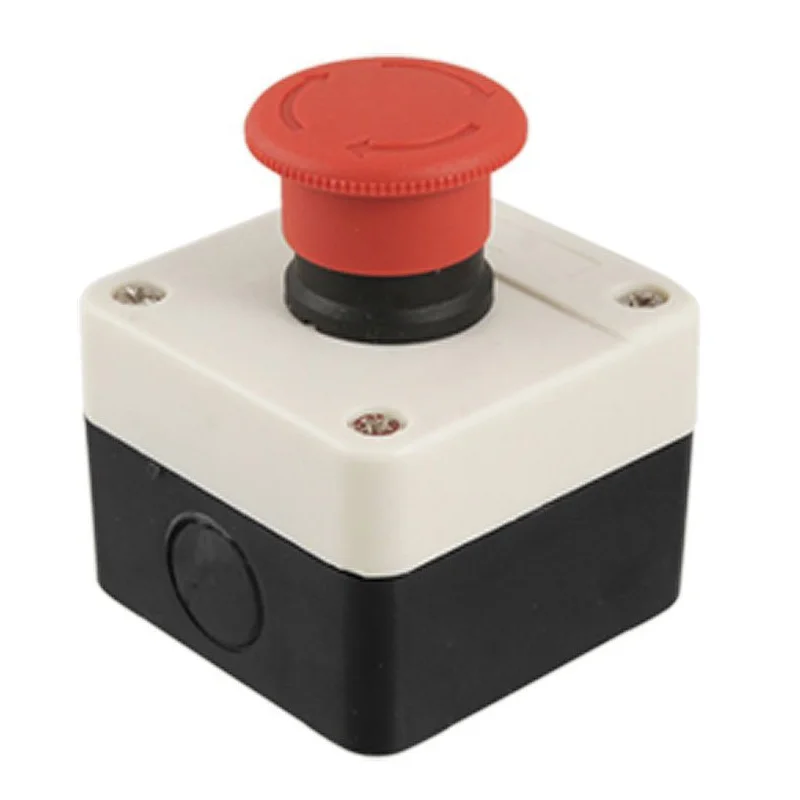 

Red Sign Mushroom Emergency Stop Push Button Switch Station 1 NC Normally Closed