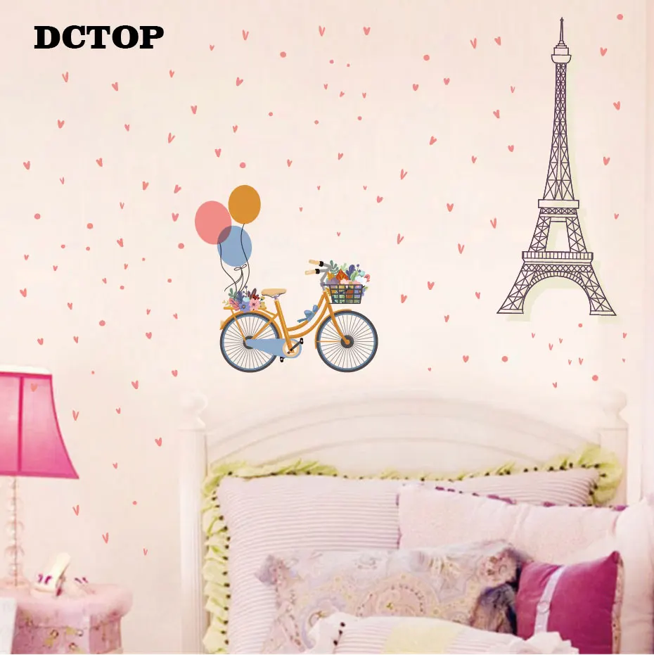 

Romantic London Tower with Bike Wall stickers Room Decoration DIY Vinyls Decals for Kids Girl Living Room Bedroom Home Mural