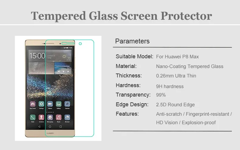 Твердость 9 H премиум закаленного стекла для Huawei Ascend P8 Max P8Max standard Edition DAV-703L DAV-713L протектор переднего экрана 6,8"