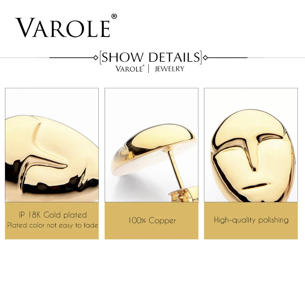VAROLE индивидуальные стильные женские серьги для лица золотого цвета, Медные вечерние серьги Brincos Grandes золотого и серебряного цвета