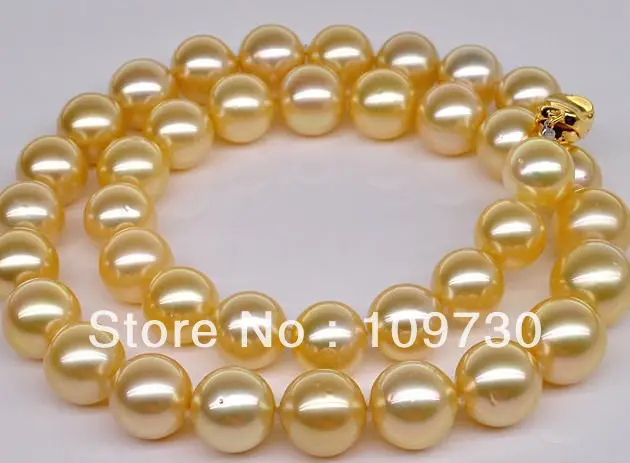 

Jewelry 001179 HUGE 18"11MM NATURAL SOUTH SEA GENUINE GOLD PEARL NECKLACE 14KGP