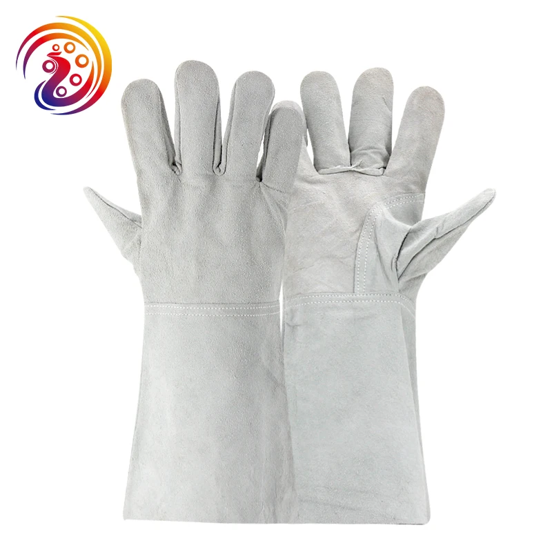OLSON DEEPAK Cow Split Leather Barbecue Carrying Factory Gardening Welding Protective Work Gloves HY032 Free Shipping