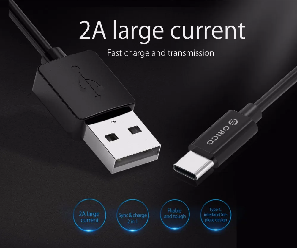 ORICO 2A USB كبل مزامنة بيانات عكسها نوع-c شحن الكابلات لسامسونج Xiaomi هواوي Andriod الهواتف المحمولة كابل شحن