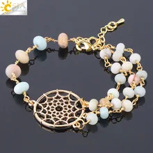 CSJA, матовый браслет из натурального амазонита, Ловец снов, Monternet, полый, Ловец снов, многослойные браслеты для женщин и девушек, F756