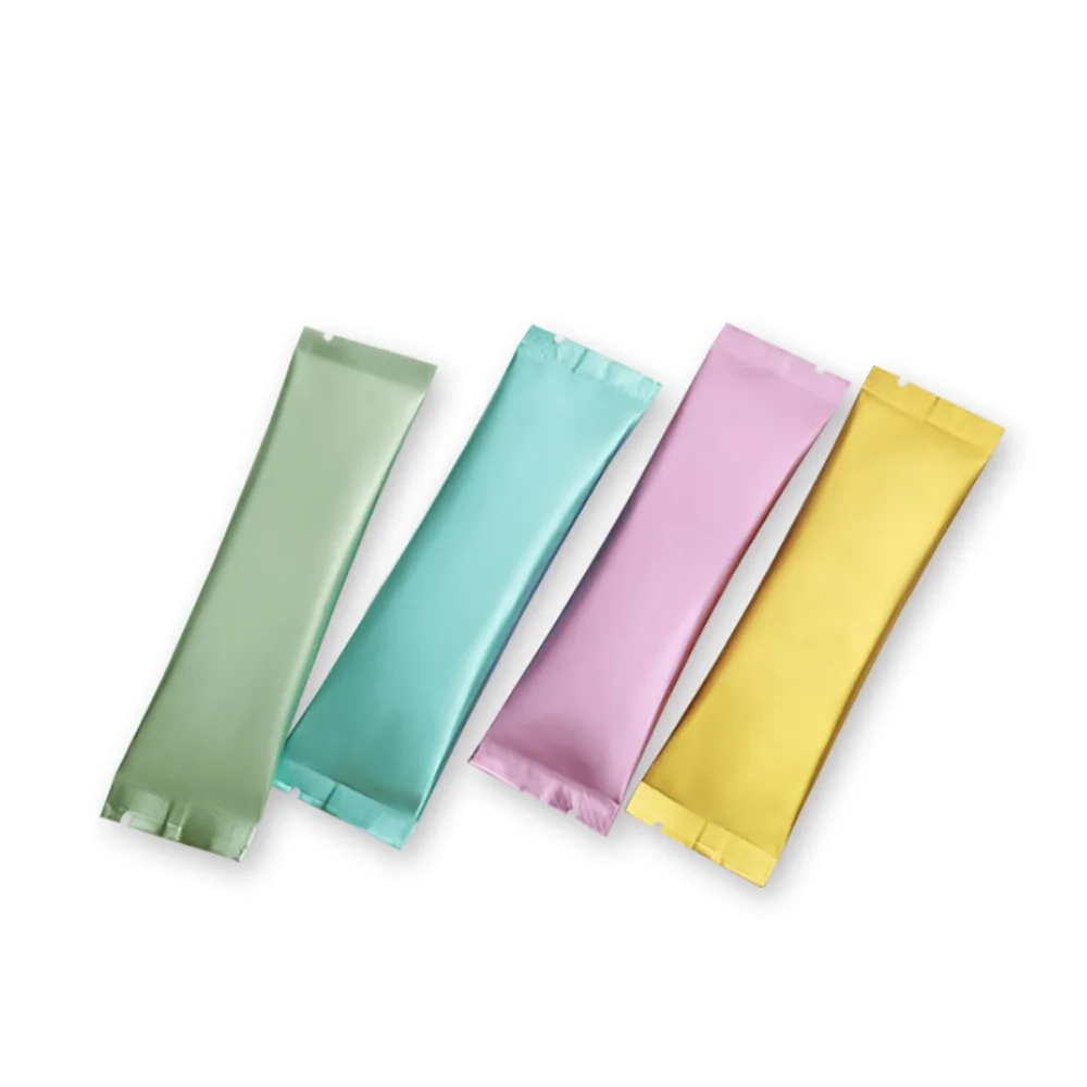 

3X12cm matter green blue heat sealing aluminum foil Flat packaging open top pouches powder packaging bags