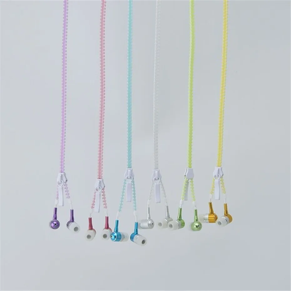 New Fashion Sports Earphones Headset Luminous Light Glow in the Dark Metal Zipper Earphone with Mic for Xiaomi  Mobile Phone (4)