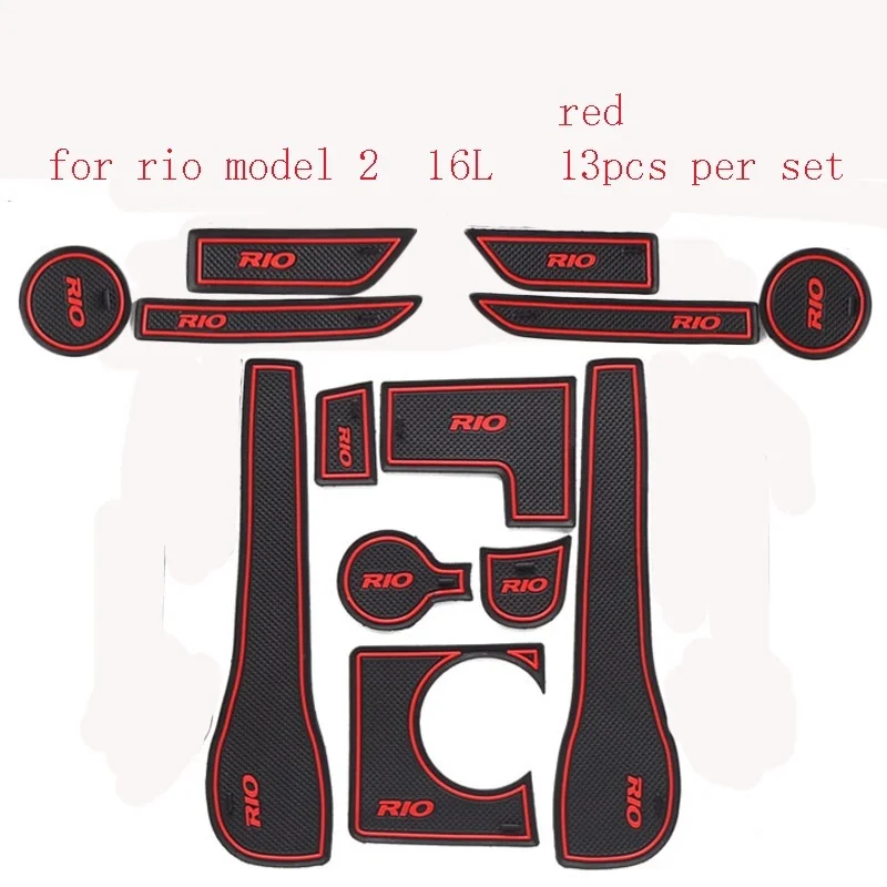 Автомобильный коврик для чашки ворота Слот коврики ковры колодки для KIA Rio 2011- 16L 14L Авто мотив украшение интерьера аксессуары для автомобиля Стайлинг - Название цвета: 16L 13pcs red