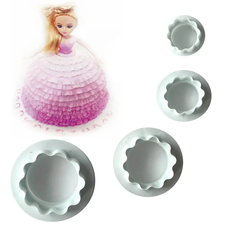 

4PCS Dress Shape Plastic Cake Mold, For Chocolate, Sugar, Cupcake, Cake Decorating 020091