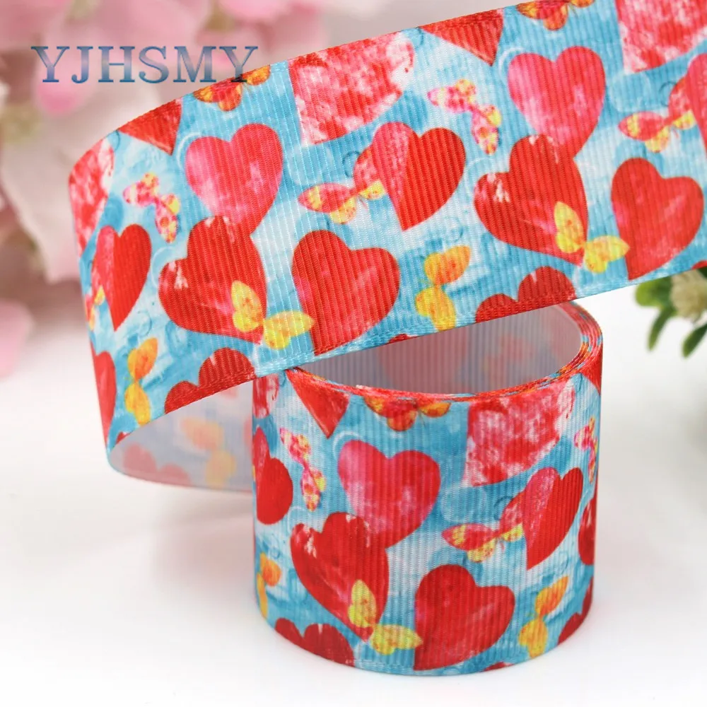 YJHSMY I-19116-342 38 мм 10 ярдов любовь сердце мультфильм ленты термопечать grosgrain