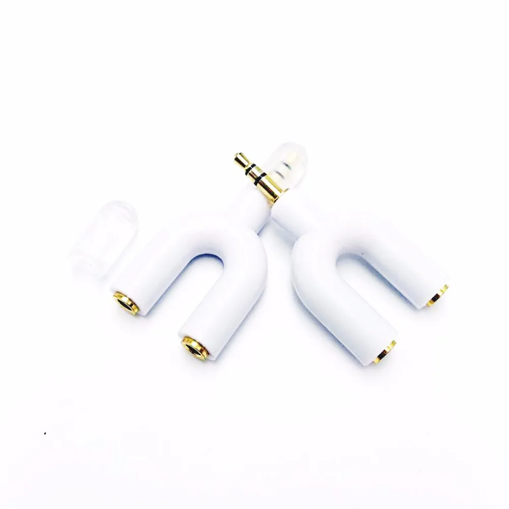 25pcs lot Headset Adapter Kit U Shape 3 5mm Y Splitter for Audio Headphone and MIC Headset Cellphone Factory Price