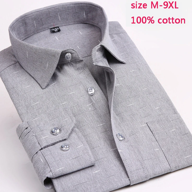 Новое поступление модные Для мужчин с длинным рукавом Весна очень большой из хлопка с принтом повседневные платья рубашки Большие размеры MLXL2XL3XL4XL-8XL 9XL
