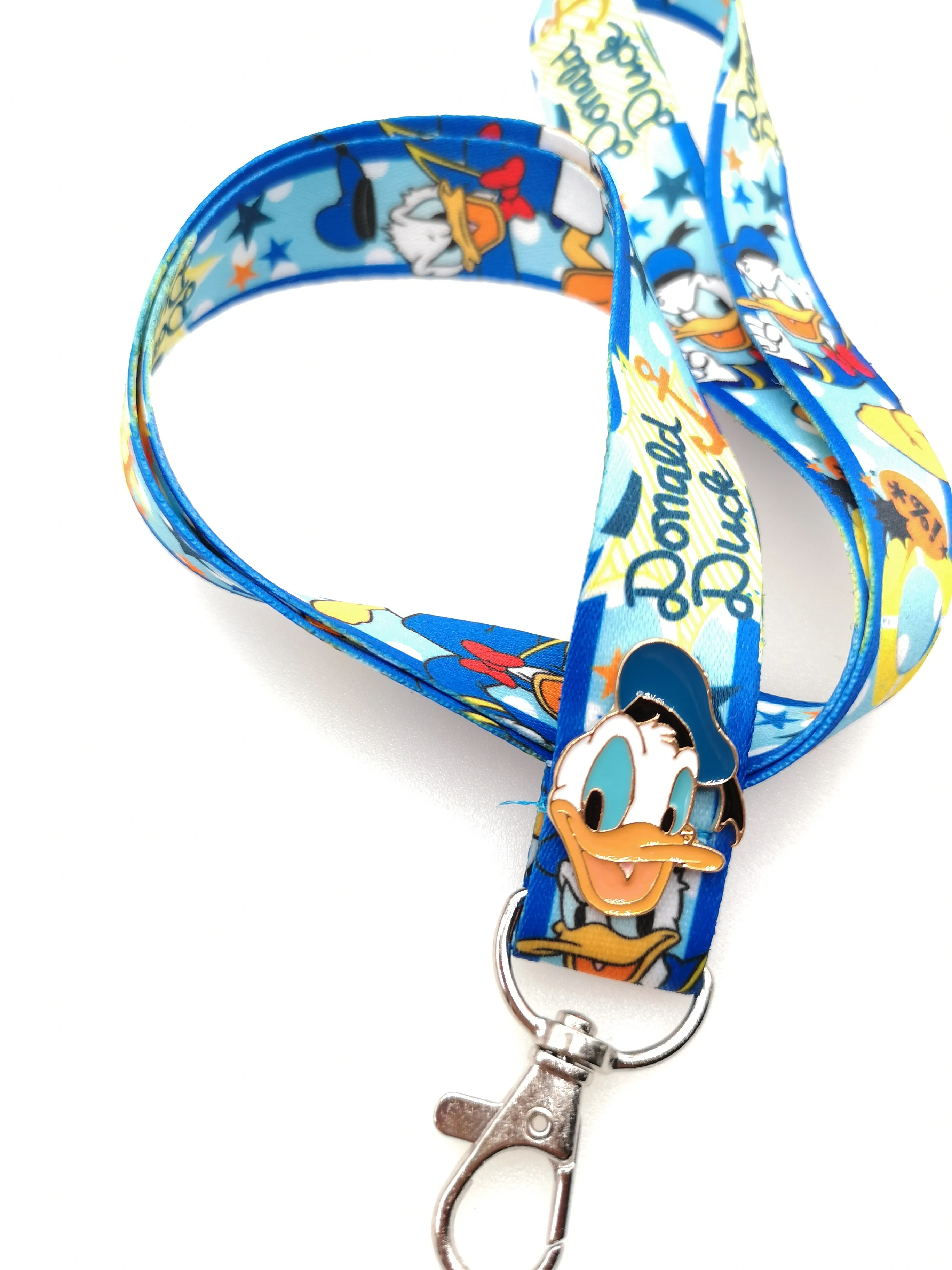 

New 1pcs cartoon Donald Duck cute DIY Brooch pin Key Lanyard Badge ID Cards Holders Neck Straps with Keyring Gifts Party Favors