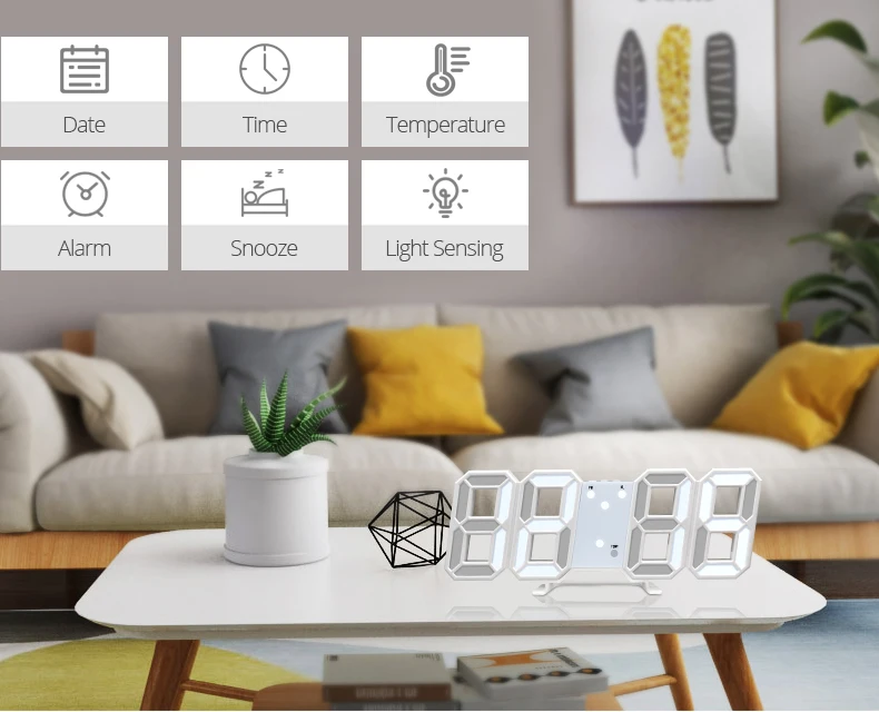 Многофункциональный светодиодный 3D цифровой будильник Современный дизайн Повтор Дата Пробуждение свет светодиодный настольный настольные часы настенные часы в подарок Ночной Лам