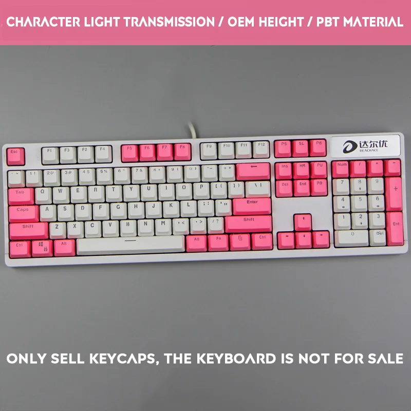 104 ключ PBT капля дождя Dolch пользовательская механическая клавиатура Keycap двойной цвет слово прозрачная подсветка Keycap для Cherry MX - Цвет: Pink-White