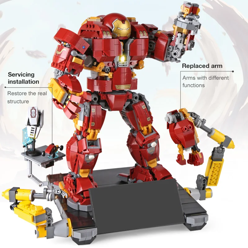 

07101 1527Pcs Super Hero Series Iron Man Anti Hulk Mech Toy Building Bricks Blocks Model Compatible with LegoINGlys 76105