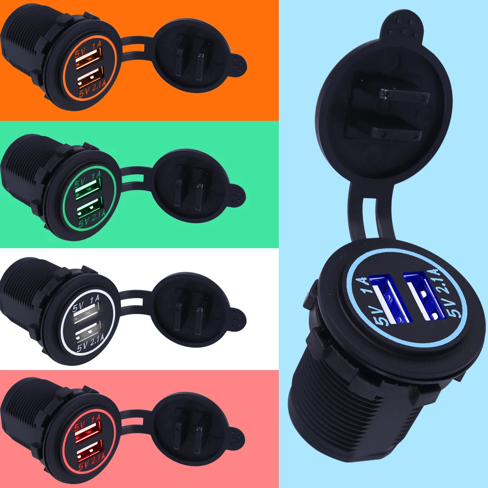 

Waterproof USB Car Charger Dual Socket 5V 2.1A / 1A For iPhone 5 5s SE 6 6s Plus 7 7 Plus 4 4s 5c Car Charge Socket