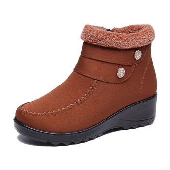 

SONDR Short Plush snow boots ankle rubber botas mujer invierno 2019 wine red black shoes woman plataforma Wedges bottines femme