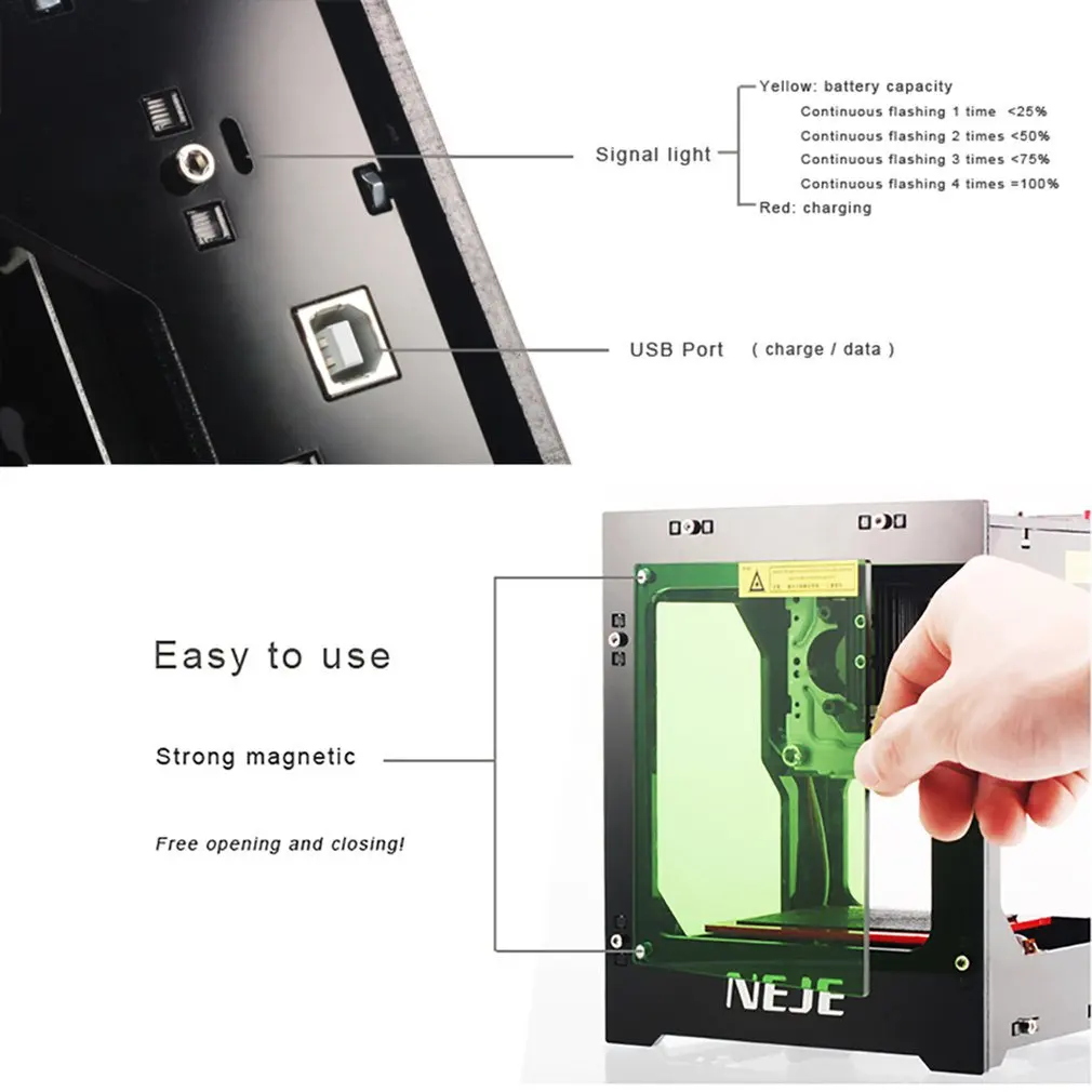NEJE DK-8-FKZ 1500mw/2000mW/3000mW USB Laser Engraver Mini Desktop Printer Advanced Laser Engraving Machine for Windows