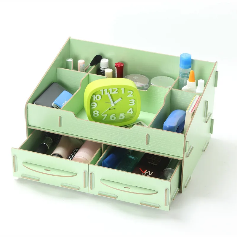 

DIY Cosmetic Orgainzer Container Jewelry Box Desktop Storage Box Pencil Boxes Wooden Stationery Organizer For Cosmetics