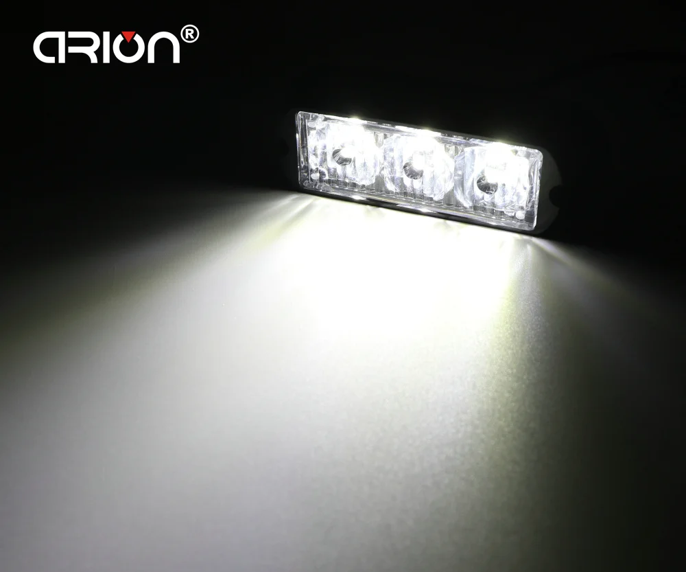 White 3 LED Auto Car Truck Grille Strobe Warning Lamp Emergency Light