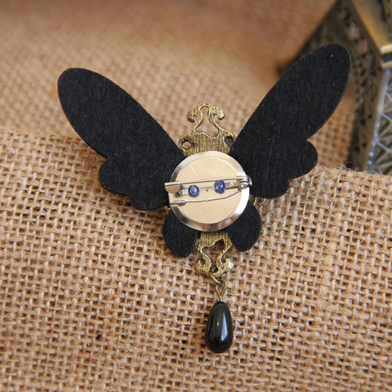 Уникальная бабочка значок черная Ретро мода Войлок Брошь булавка женский аксессуар для платья свитер