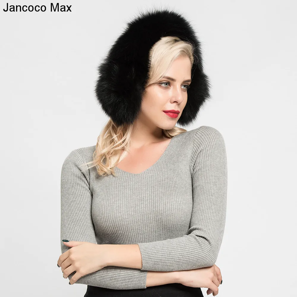 Jancoco Max + 2019 новый реальный Лисий меховые наушники зимний теплый шарф Одежда высшего качества Earflap Для женщин S7136