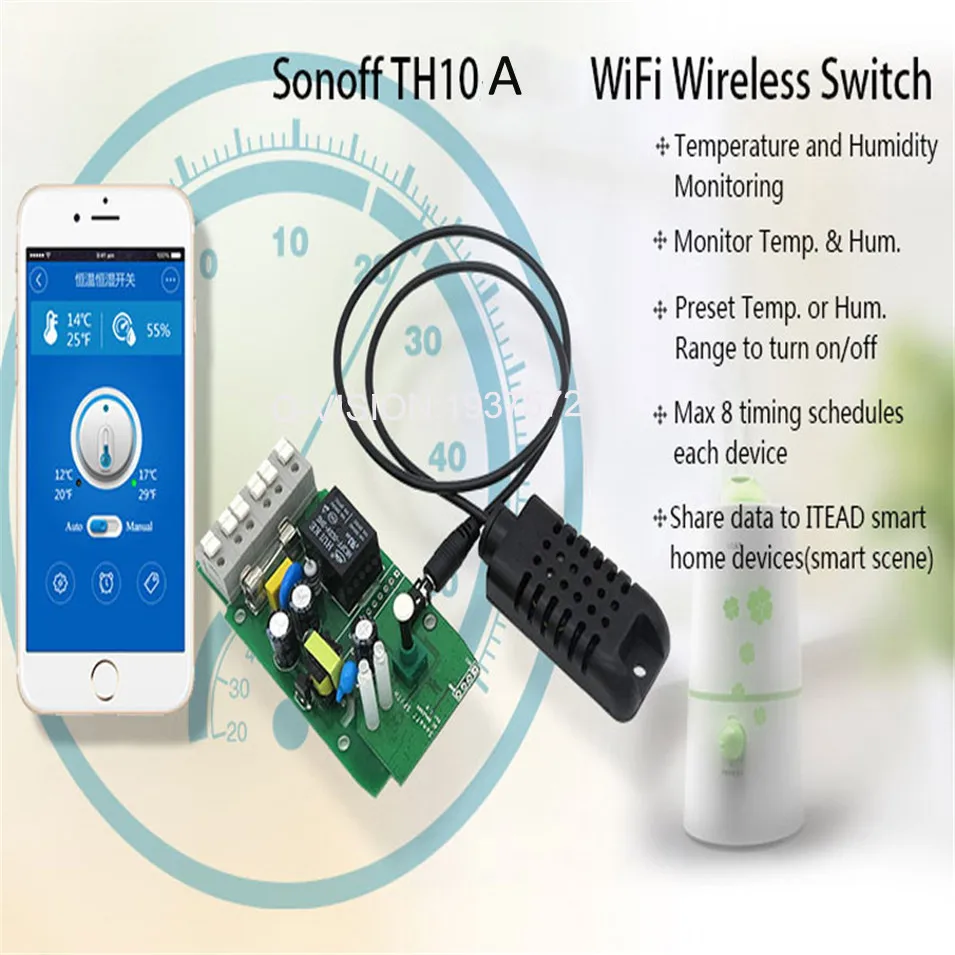 Смарт выключатель Sonoff TH 10A с Wi Fi и функцией таймера|timing|timing controllertiming switch |