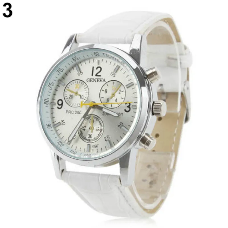 Mens Womens Fashion Faux Leather Band Quartz Analog Dress Bracelet Wrist Watch smt 89