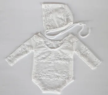 

2017 Handmade Newborn Lace Romper Baby Photography Props Baby Girl Lace Romper Newborn Clothes Hat Baby Cap Costume Fotografia