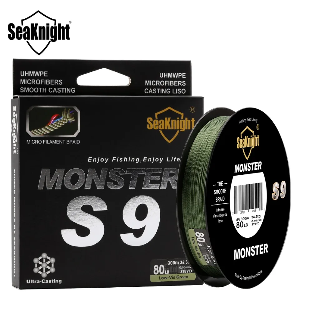 

SeaKnight 9 Strand Reverse Spiral Tech Multifilament Strong Carp Fishing Line Monster S9 300M PE Fishing Line 20 30 40 80 100LB