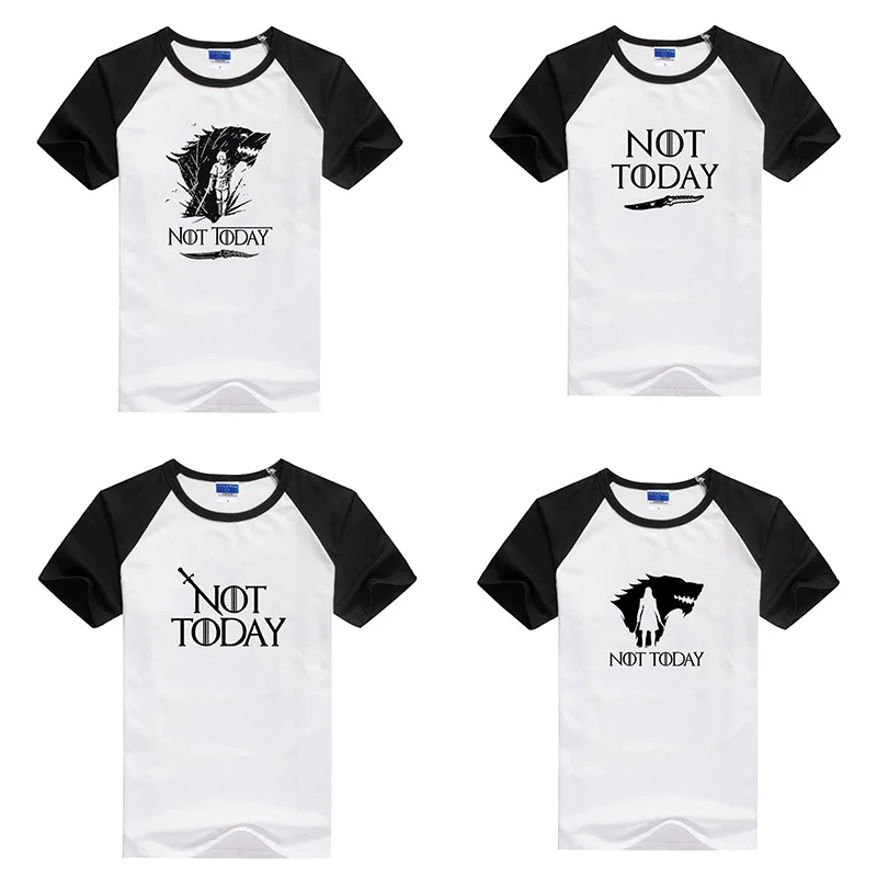 

New arya stark not today The Game TV Series Raglan sleeve t shirt Hip Hop Short Sleeved Splicing T-shirts Got tee top