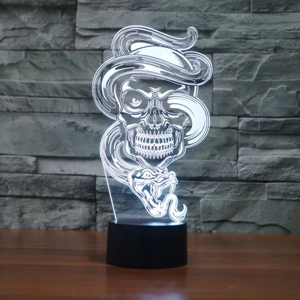 7 Colors Changing Desk Lamp Ghost Shape Touch Table 3D LED Night Light Stereoscopic Illumination | Лампы и освещение