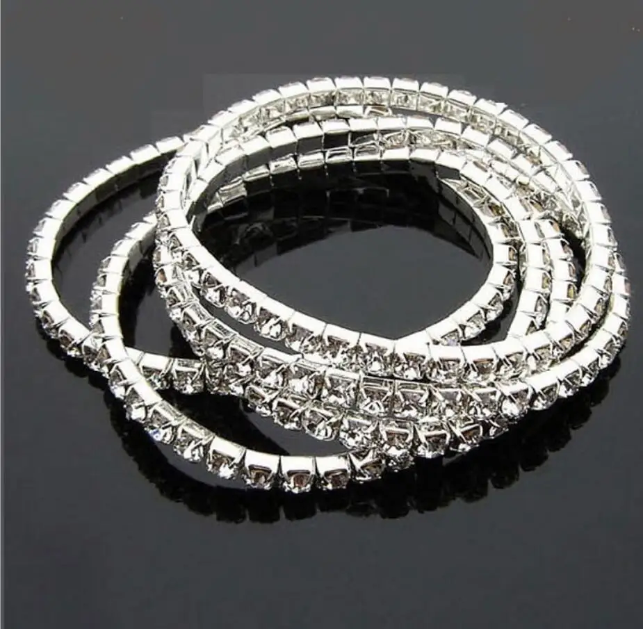 

Roman Style Shiny Bracelet For Women Crystal Rhinestone Stretch Bracelet Bangle Wristband Elastic Wedding Bridal Jewelry