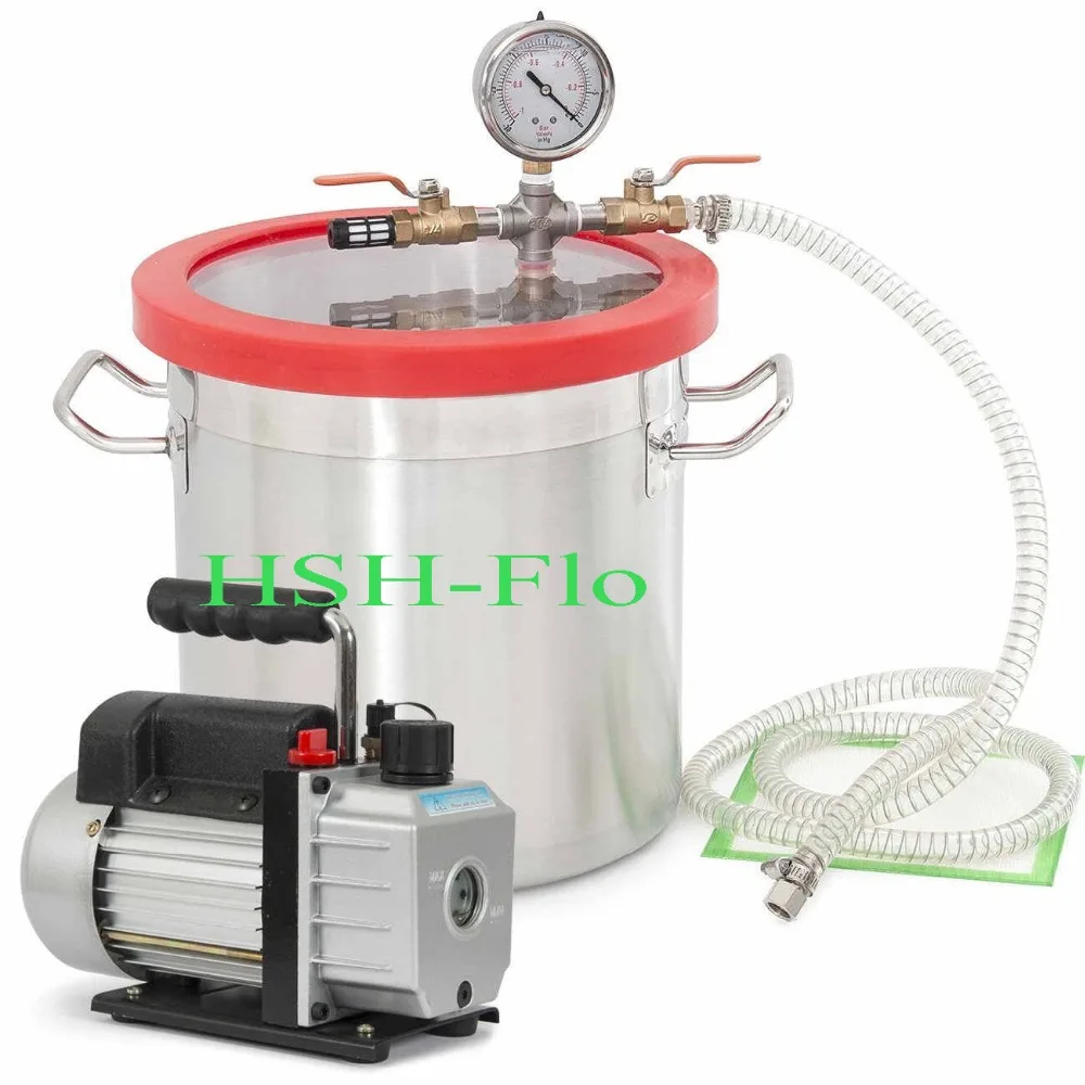 3 Gallon SS304 Pressure Vacuum Chamber with 2.5CFM 1 Stage Vacuum Pump