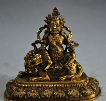 

bi003862 8" tibet buddhism bronze gilt Yellow Jambhala mouse ride beast wealth god statue