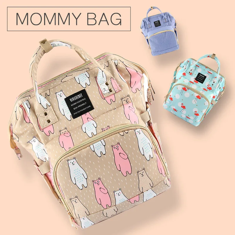 Cute Panda Printed Cartoon Animal Zoo Pattern Backpack Fashion Sports Lightweight Mummy Diaper Bags, Hot Sell!04