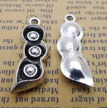 

100pcs Exquisite pea charms pendants 10*29mm Antique silver bag accessories craft Jewelry earring bracelet necklace anklet