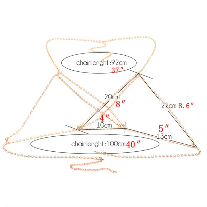 Мода цепочка для тела со стразами Цепочки и ожерелья для Для женщин Jewelry сияющие хрустальные стразы бюстгальтер Body Charm украшения для выпускного